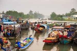 floating market in south of vietnam